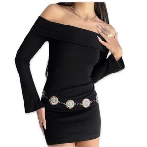 Princess‎ Polly Anya mini dress Black Off-Shoulder Asymmetric hem size 10 new